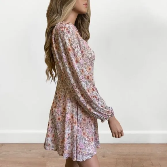 NWT Altar'd State Olivia Mesh‎ Floral Blush Dress Medium