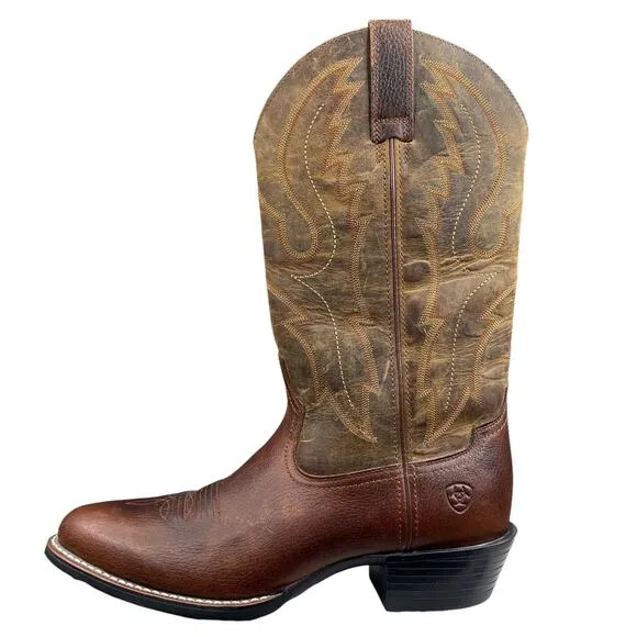 NWT Ariat Mens Heritage 4LR Brown Leather Cowboy Boot Size US 10 D