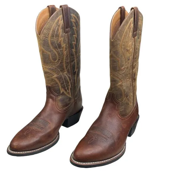 NWT Ariat Mens Heritage 4LR Brown Leather Cowboy Boot Size US 10 D