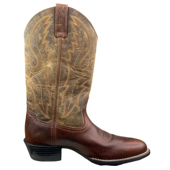 NWT Ariat Mens Heritage 4LR Brown Leather Cowboy Boot Size US 10 D