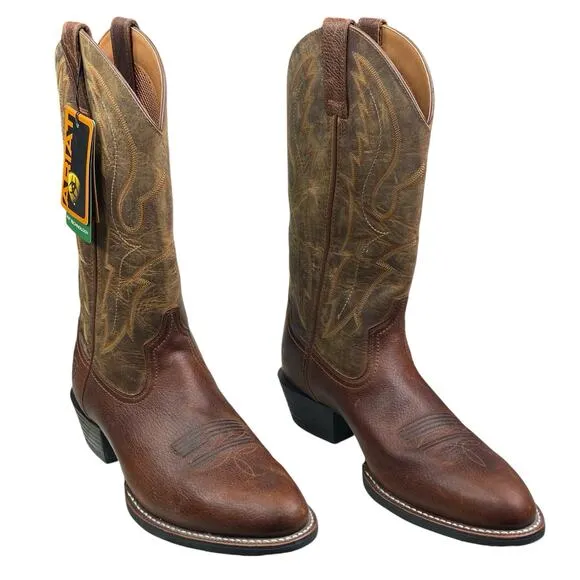 NWT Ariat Mens Heritage 4LR Brown Leather Cowboy Boot Size US 10 D