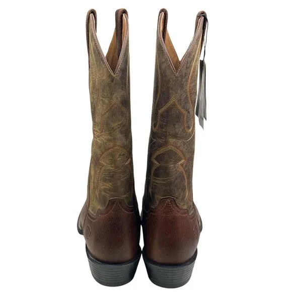 NWT Ariat Mens Heritage 4LR Brown Leather Cowboy Boot Size US 10 D