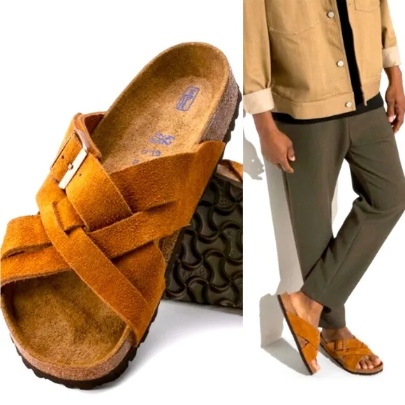 NWT Birkenstock Lugano Sandals Leather Soft Footbed color Mink sizes 37 &amp; 41