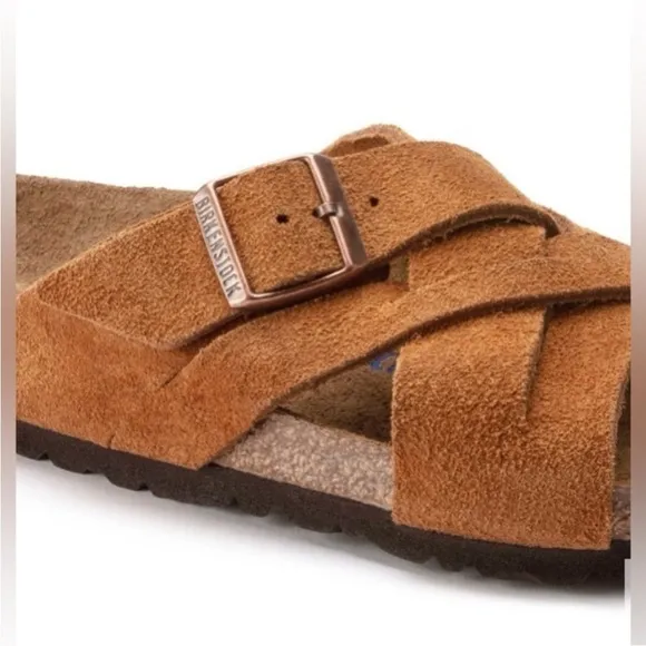 NWT Birkenstock Lugano Sandals Leather Soft Footbed color Mink sizes 37 &amp; 41