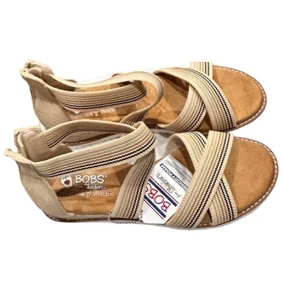 NWT BOBS from Skechers Women's Desert Kiss Sandals Candid Gal/Cream Size‎ 8.5