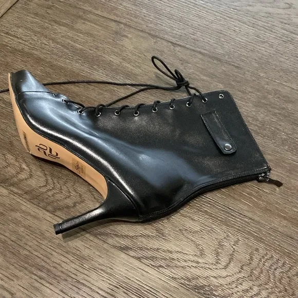 NWT BURJU Moment  Open Toe Lace Up Tongue Ankle Boots | Black | Size 13