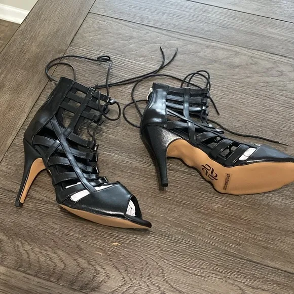 NWT BURJU Tiyah Open Toe Strappy Lace Up Heeled Sandals | Size 11