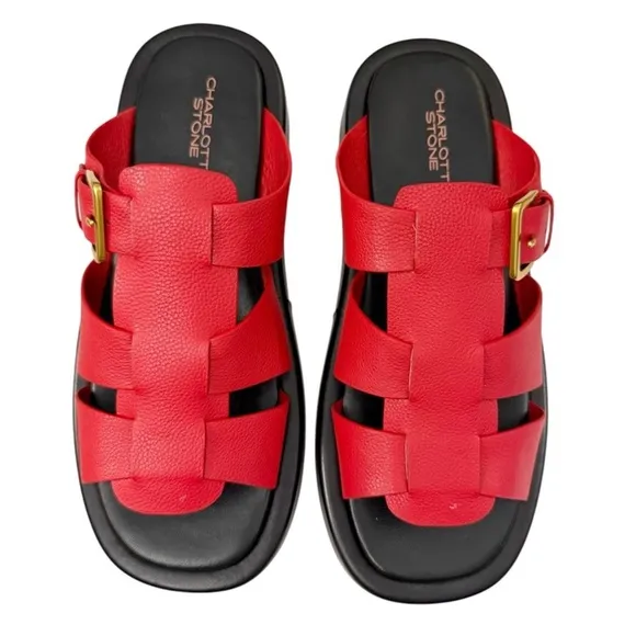 NWT Charlotte Stone Patty Fisherman Platform Slide Sandals in Begonia Sz 10
