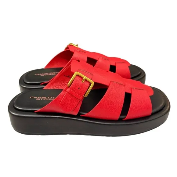 NWT Charlotte Stone Patty Fisherman Platform Slide Sandals in Begonia Sz 10