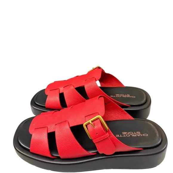 NWT Charlotte Stone Patty Fisherman Platform Slide Sandals in Begonia Sz 10