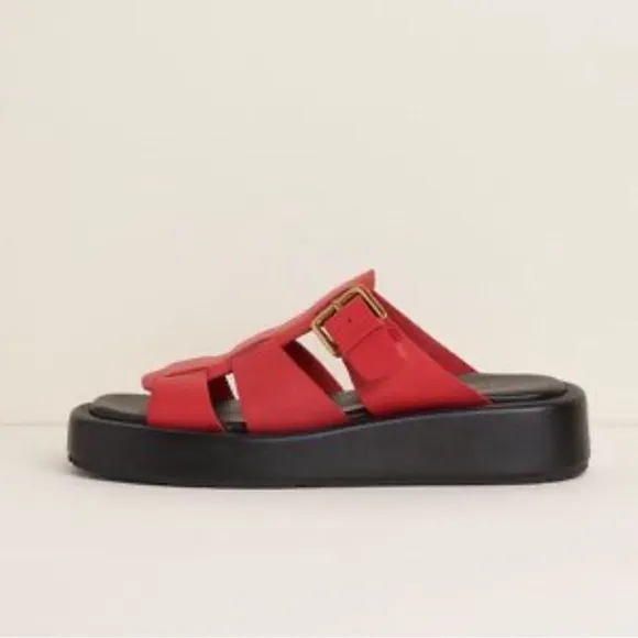 NWT Charlotte Stone Patty Fisherman Platform Slide Sandals in Begonia Sz 10