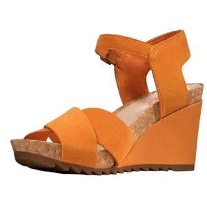 NWT Clarks Women's Flex Sun Wedge Sandal, Amber Suede, sz 9W