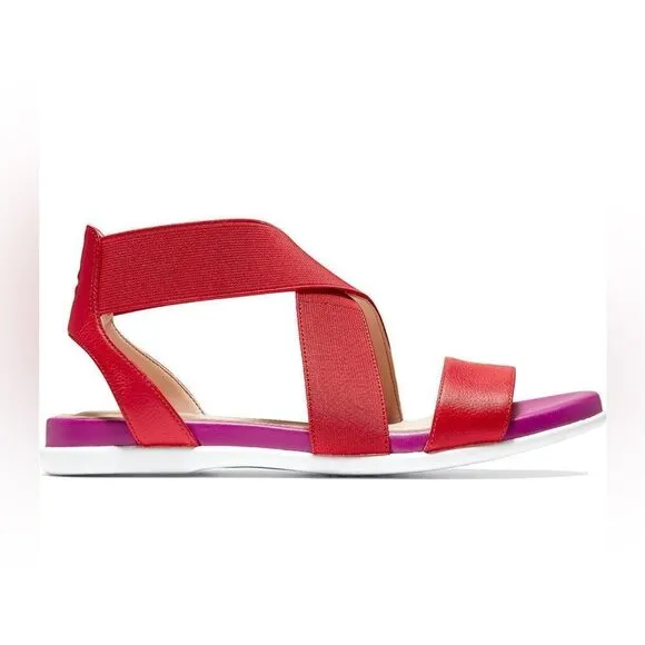 NWT Cole Haan Grand Ambition Mixed Media Colorblock Flat Sandals 6