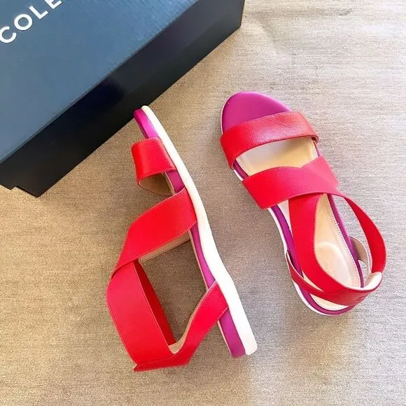 NWT Cole Haan Grand Ambition Mixed Media Colorblock Flat Sandals 6