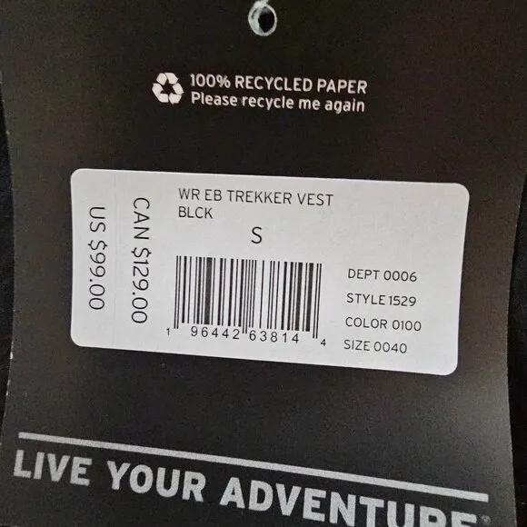 NWT Eddie Bauer Women's Black Lightweight Trekker Vest Size Small