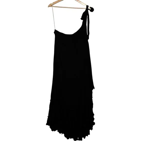 NWT Free People Black Martini Kaftan One Shoulder Maxi Dress (S)