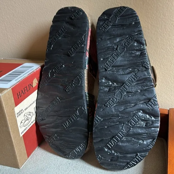 NWT HAFLINGER Black Multi Andrea 2 Band Sandals, Size 6 (36),White Lotus Vibes:)