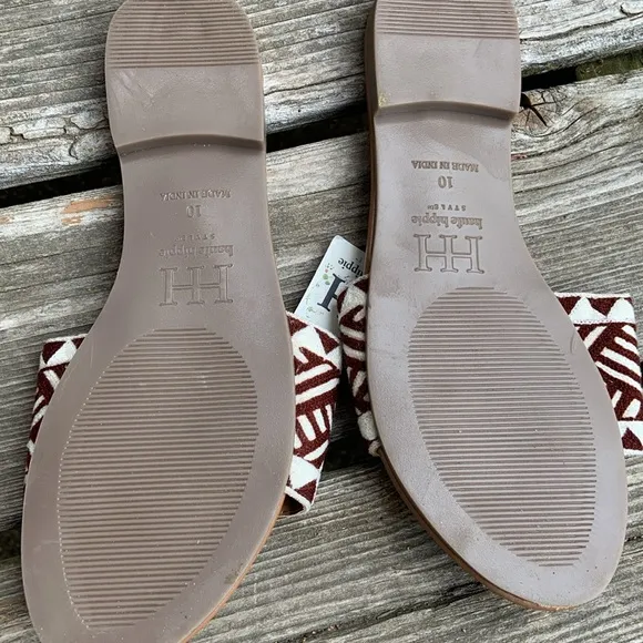 NWT HAUTE HIPPIE Jamun Brown Tribal Print Textile Slide Sandals Size 10