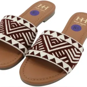 NWT HAUTE HIPPIE Jamun Brown Tribal Print Textile Slide Sandals Size 10