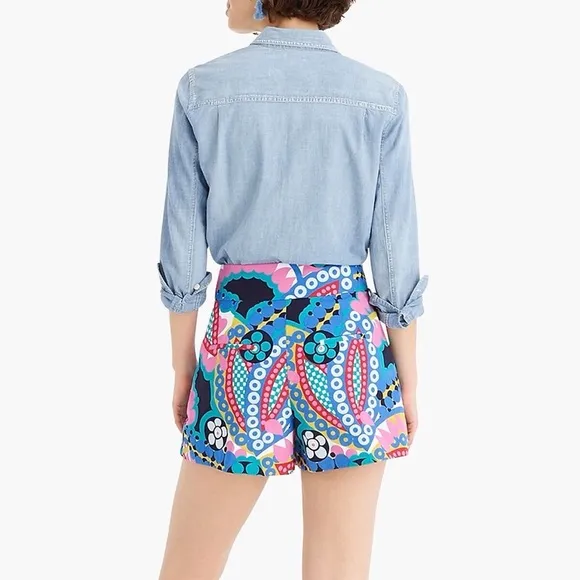 NWT J Crew Tie-Waist Short in Ratti® Kaleidoscope Floral Size 8