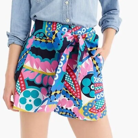 NWT J Crew Tie-Waist Short in Ratti® Kaleidoscope Floral Size 8