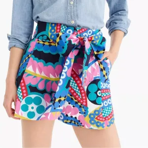 NWT J Crew Tie-Waist Short in Ratti® Kaleidoscope Floral Size 8