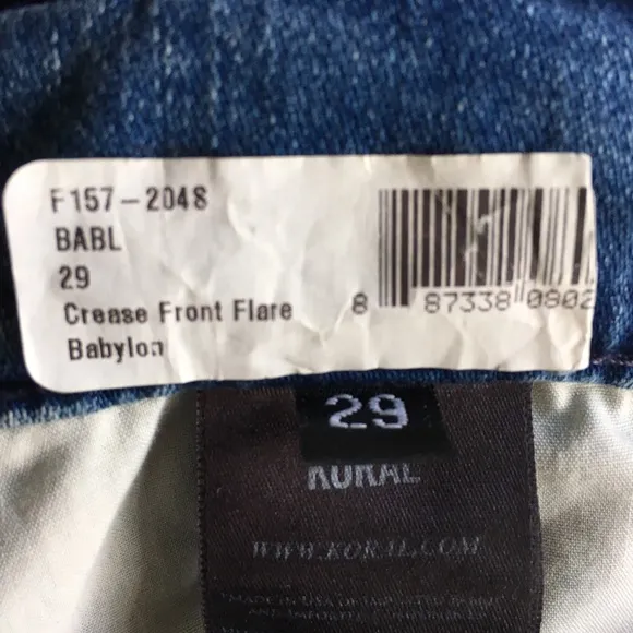 NWT Koral Crease Front Flare Leg Jean Babylon Blue 29