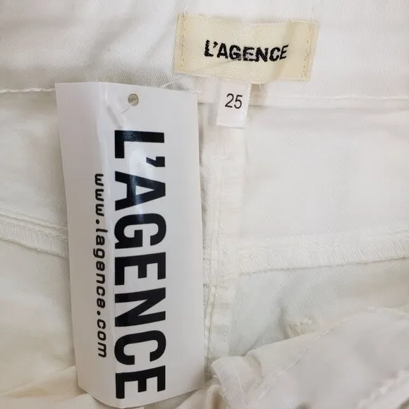 NWT L'Agence High Rise Wide Leg Raw Hem Jeans Size 25