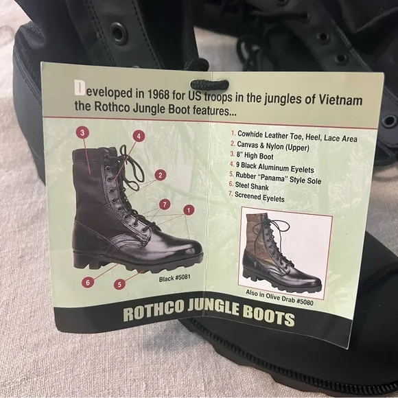 NWT ROTHCO MILITARY-STYLE JUNGLE UNISEX BLACK COMBAT BOOT