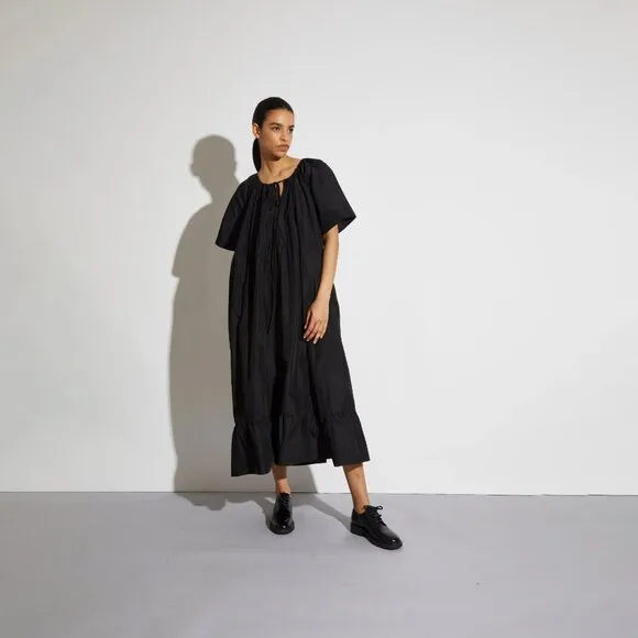 NWT Saint Art Sierra Black Taffeta Loose Fit Lightweight Midi Dress sz L