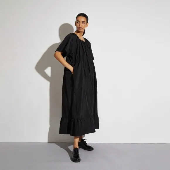 NWT Saint Art Sierra Black Taffeta Loose Fit Lightweight Midi Dress sz L