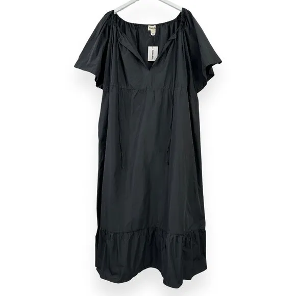 NWT Saint Art Sierra Black Taffeta Loose Fit Lightweight Midi Dress sz L