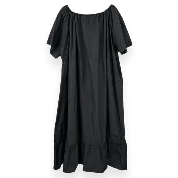 NWT Saint Art Sierra Black Taffeta Loose Fit Lightweight Midi Dress sz L