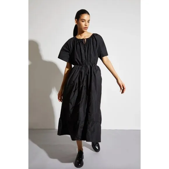 NWT Saint Art Sierra Black Taffeta Loose Fit Lightweight Midi Dress sz L