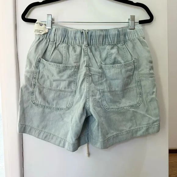 NWT We The Free Second Chances Pull On Shorts Drawstring Blue Free People