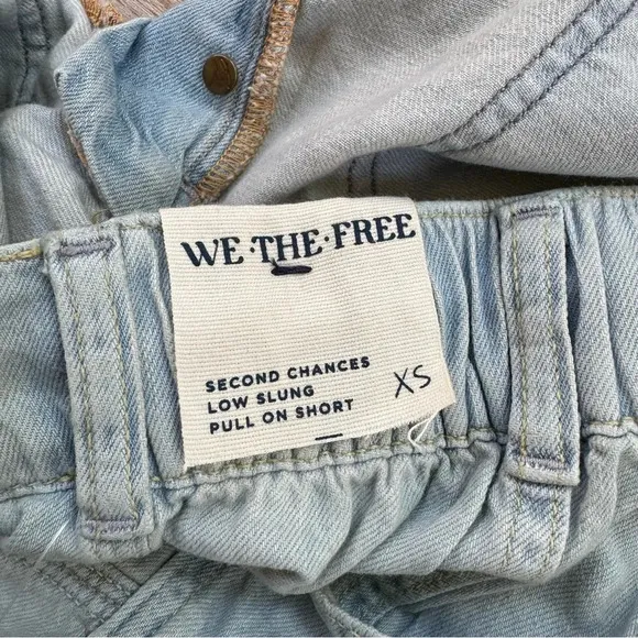 NWT We The Free Second Chances Pull On Shorts Drawstring Blue Free People
