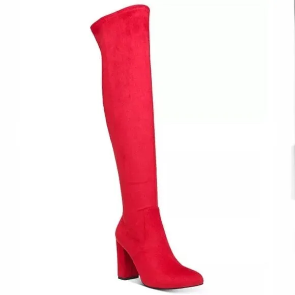 NWT Wild Pair 6 &amp; 10 Bravy Over-The-Knee Stretch Suede Block Heel Boots New Box