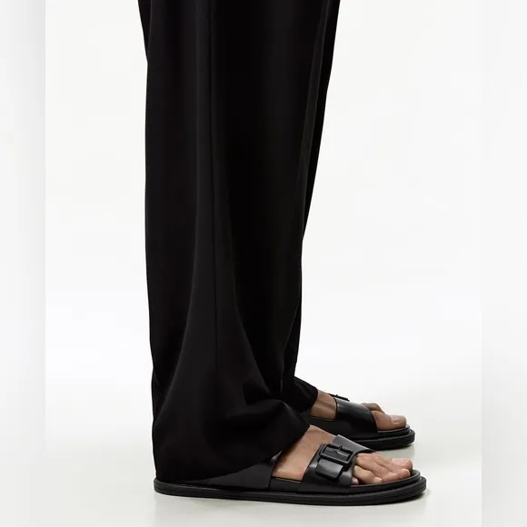 NWT. Zara Man Black Two Straps Buckle Slide Sandals. Size 12(EUR 45).