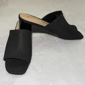 NYDJ Claudine (Claludine)* Black Slip-on Open Toe Patent Wedge Heel Sandal New