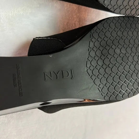 NYDJ Claudine (Claludine)* Black Slip-on Open Toe Patent Wedge Heel Sandal New