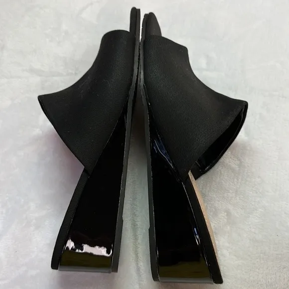 NYDJ Claudine (Claludine)* Black Slip-on Open Toe Patent Wedge Heel Sandal New