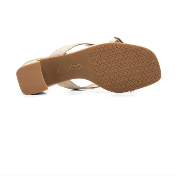 NYDJ Glam Block Heel Sandals In Kid Suede Size 7, Sand NIB