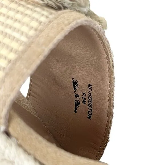 NYDJ Houston Platform Suede Open Toe Espadrille Sandals Rosette Neutral Size 9.5