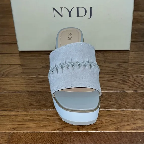 NYDJ Rory Wedge Sandals Feather Gray Suede &amp; White Wedge Sole Women’s Size 10