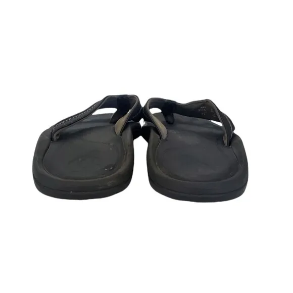OluKai Hokua Flip Flops Black Slides Slip On Sandals Comfort Men Size 12