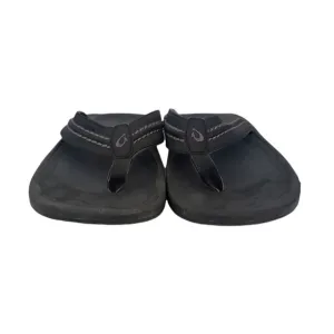 OluKai Hokua Flip Flops Black Slides Slip On Sandals Comfort Men Size 12