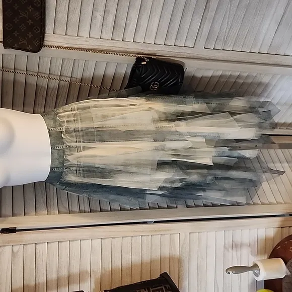 Origami tool skirt with denim design