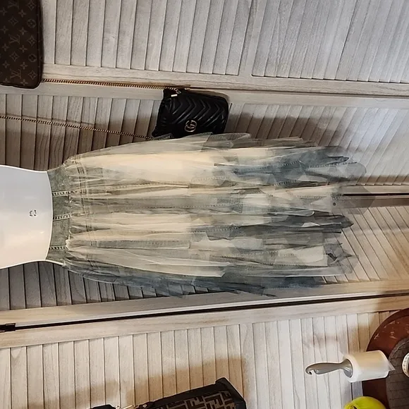 Origami tool skirt with denim design