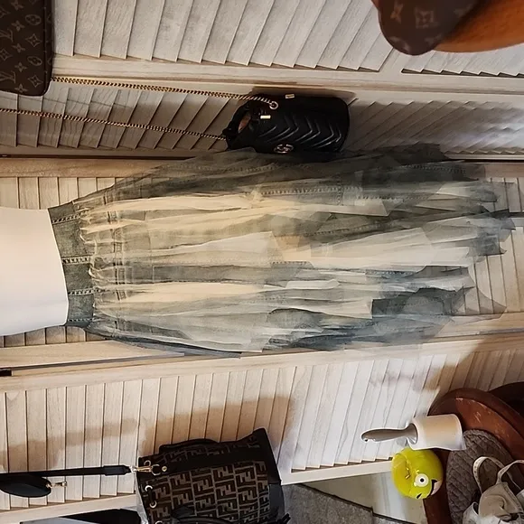 Origami tool skirt with denim design