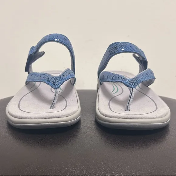 Orthofeet Blue Black Gaya Toe Post Thong Reptile Pattern Sandals NIB 9.5 Wide